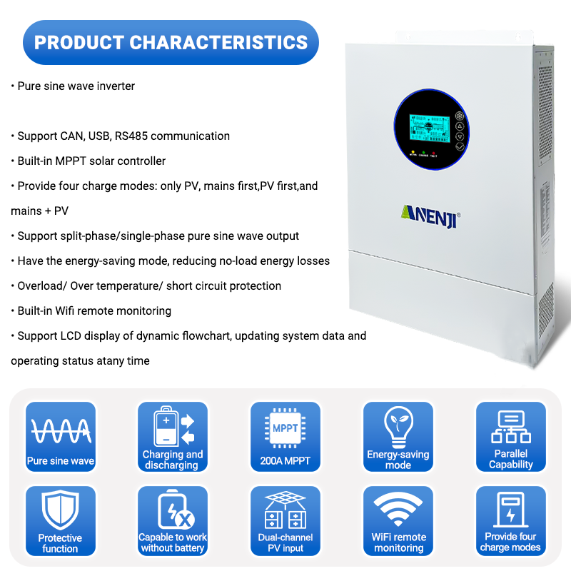 Inversor solar híbrido ANENJI  - Charge Controller Solar reseña y precio